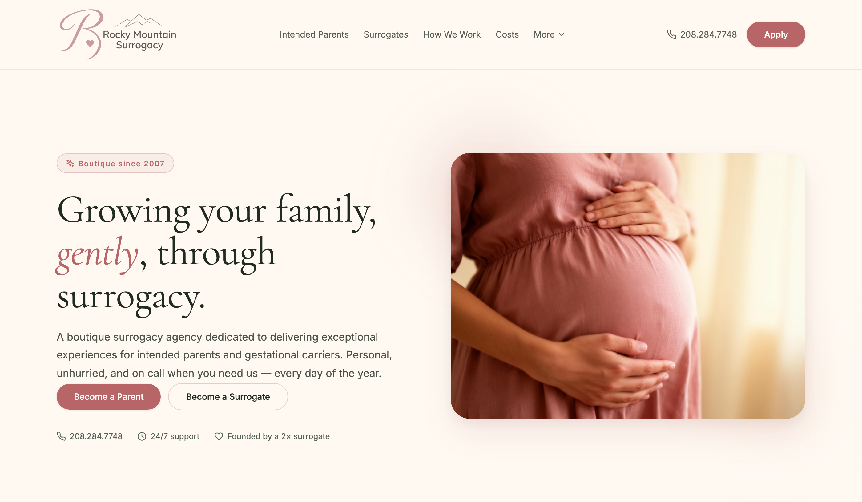 Rocky Mountain Surrogacy website after redesign